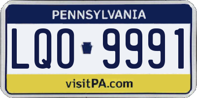 PA license plate LQO9991