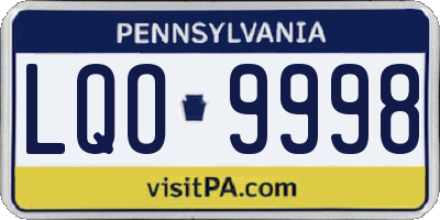 PA license plate LQO9998