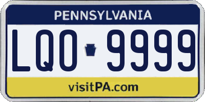 PA license plate LQO9999