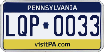 PA license plate LQP0033
