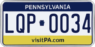 PA license plate LQP0034