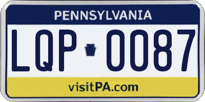 PA license plate LQP0087