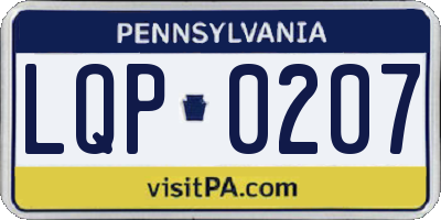 PA license plate LQP0207
