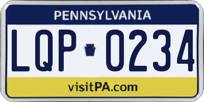 PA license plate LQP0234