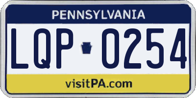PA license plate LQP0254
