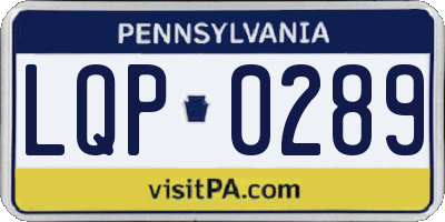 PA license plate LQP0289