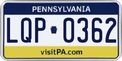 PA license plate LQP0362