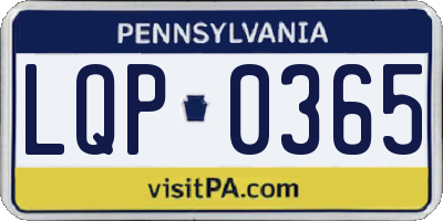 PA license plate LQP0365