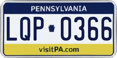 PA license plate LQP0366