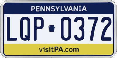 PA license plate LQP0372