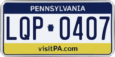 PA license plate LQP0407