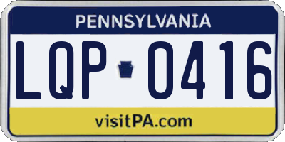 PA license plate LQP0416