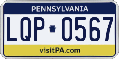 PA license plate LQP0567