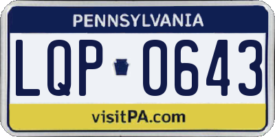 PA license plate LQP0643