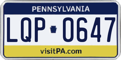 PA license plate LQP0647