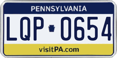 PA license plate LQP0654
