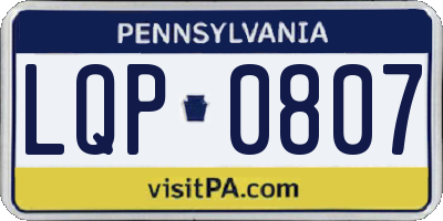 PA license plate LQP0807