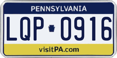PA license plate LQP0916