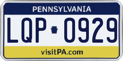 PA license plate LQP0929