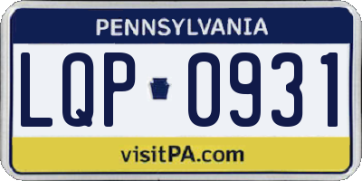 PA license plate LQP0931