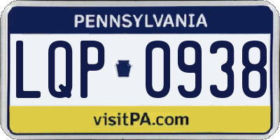 PA license plate LQP0938