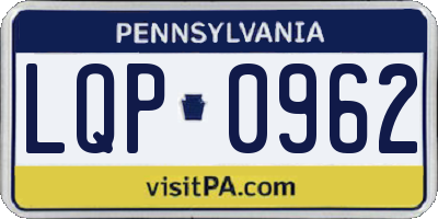 PA license plate LQP0962
