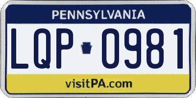 PA license plate LQP0981