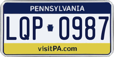 PA license plate LQP0987