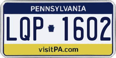 PA license plate LQP1602
