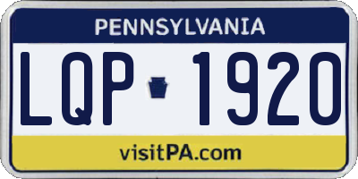 PA license plate LQP1920