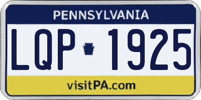 PA license plate LQP1925