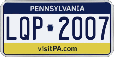 PA license plate LQP2007