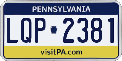 PA license plate LQP2381