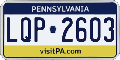 PA license plate LQP2603