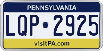 PA license plate LQP2925