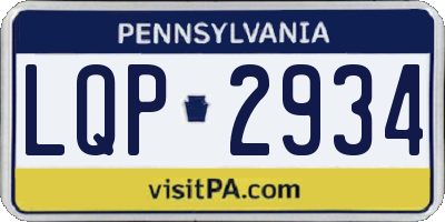 PA license plate LQP2934