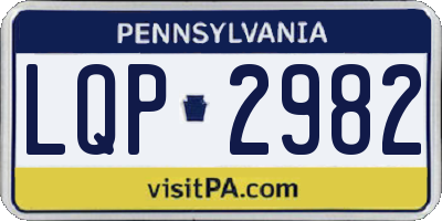 PA license plate LQP2982