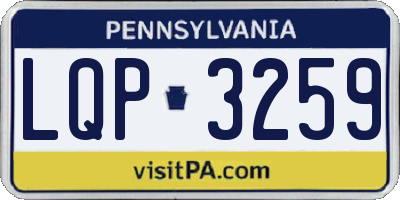 PA license plate LQP3259