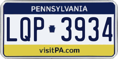 PA license plate LQP3934