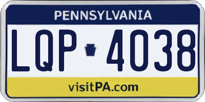 PA license plate LQP4038
