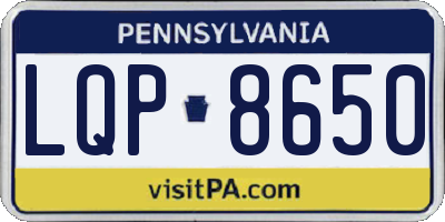 PA license plate LQP8650