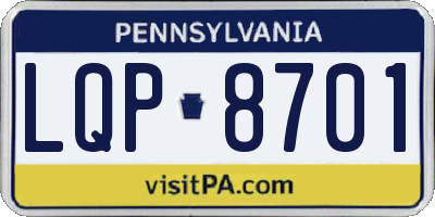 PA license plate LQP8701