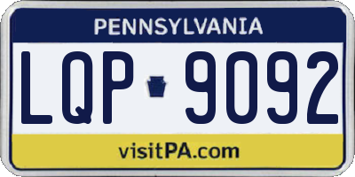 PA license plate LQP9092