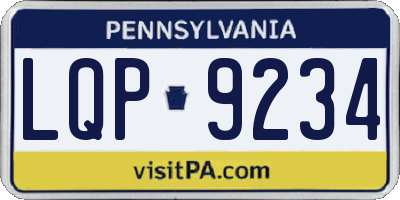 PA license plate LQP9234