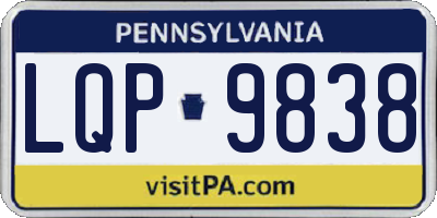 PA license plate LQP9838