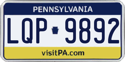 PA license plate LQP9892
