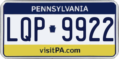 PA license plate LQP9922