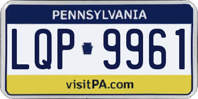 PA license plate LQP9961