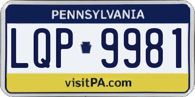 PA license plate LQP9981