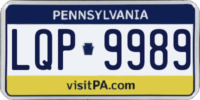 PA license plate LQP9989